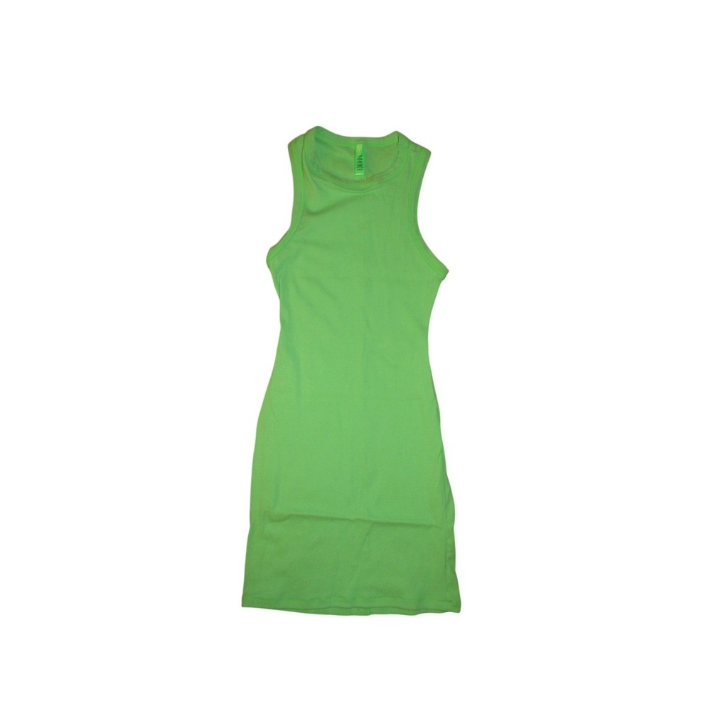 SKIMS Cotton Rib Tank Dress Neon Green Mini Sleeveless Bodycon Small S